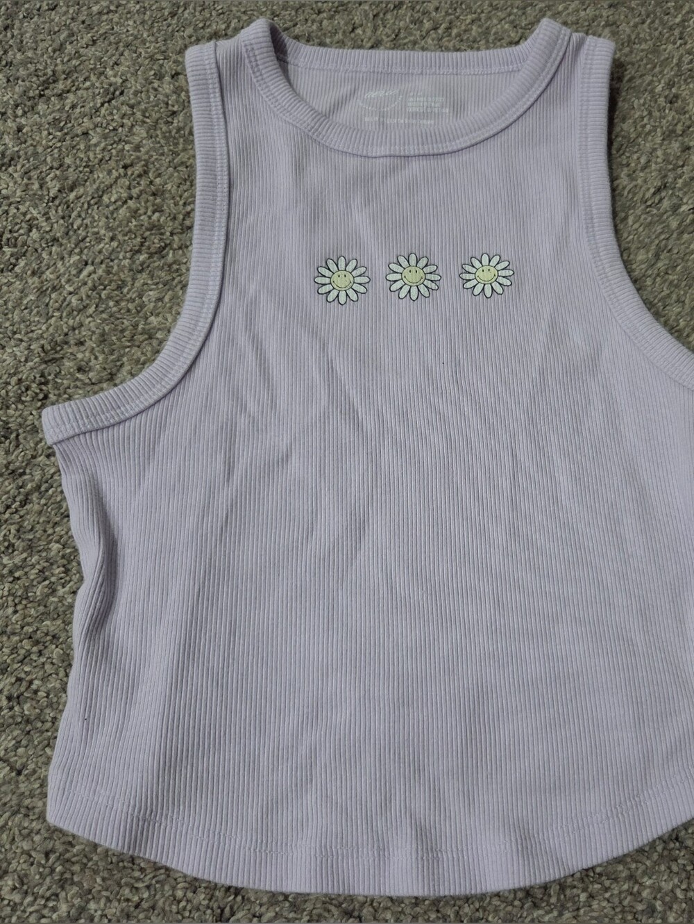 Aerie Lavender Ribbed Tank with Daisy Trio Size Medium